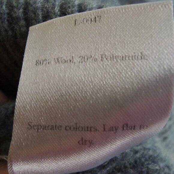 Olive Blue Unbalanced Crew Neck Wool Blend Sweater M/L - Picture 10 of 10